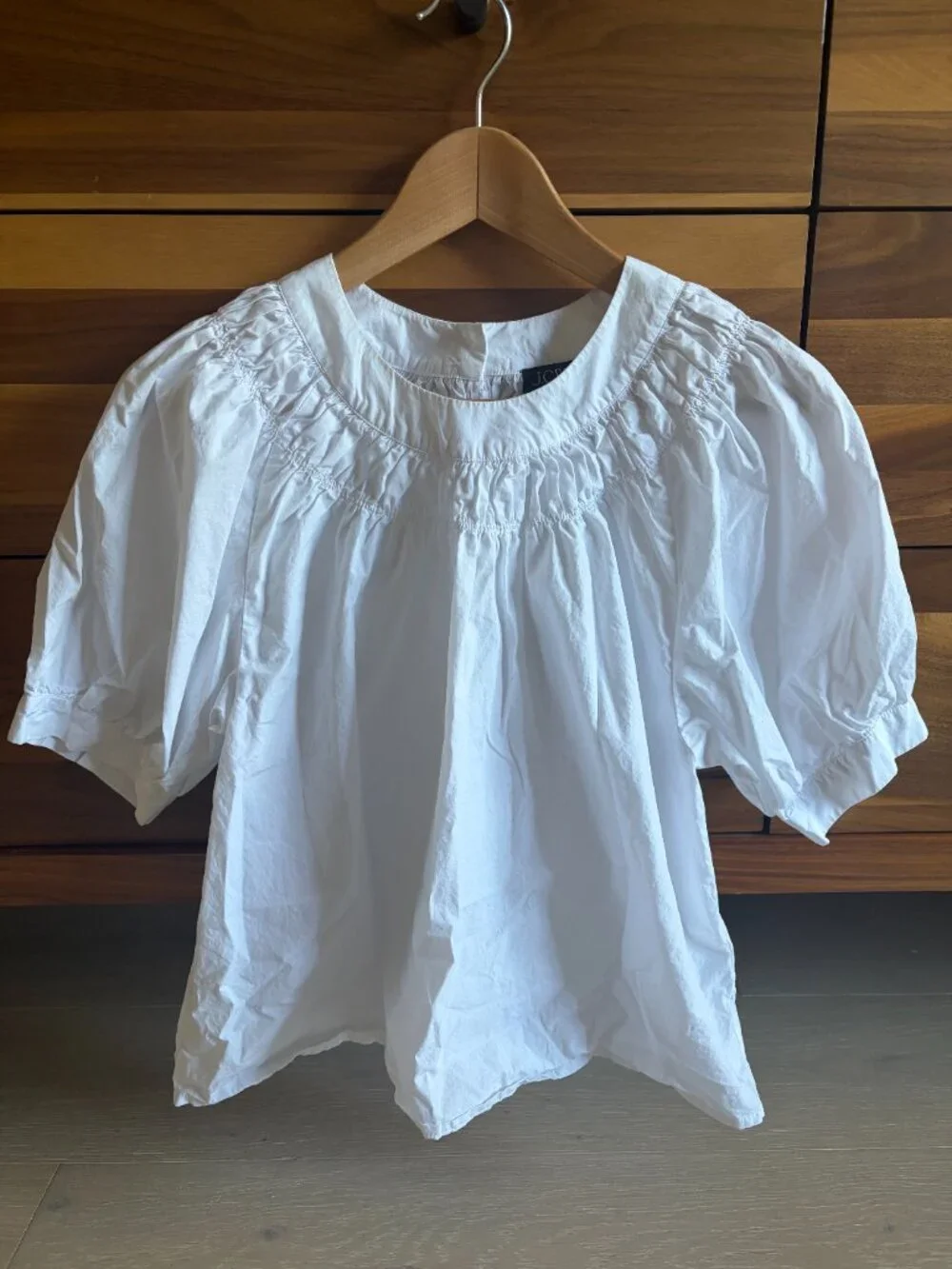 J. Crew Smock neck puff sleeve top in cotton poplin XS Like New
